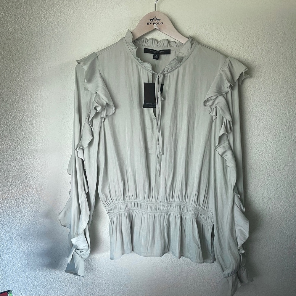 Marc New York champagne blouse Ruffled Women's Top